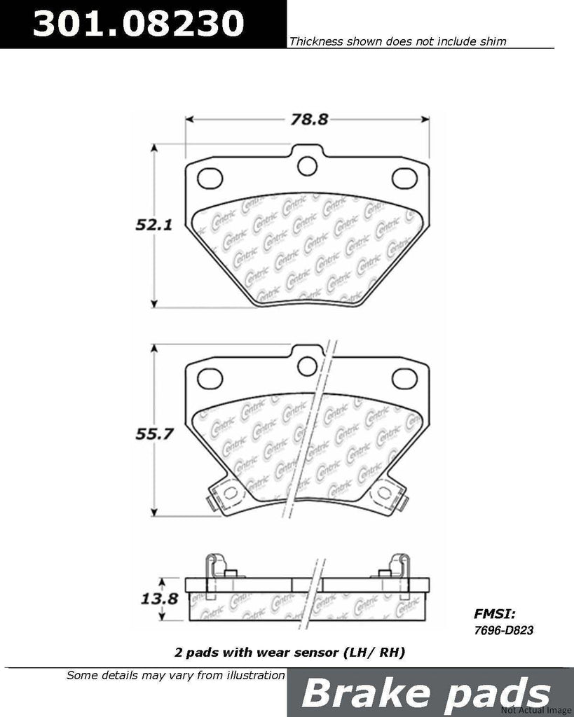 Centric Rear Disc Brake Pad for Matrix, Vibe, Corolla, Celica (301.08230)