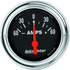 2586 Traditional Chrome Electric Ampmeter Gauge,2.3125 In.