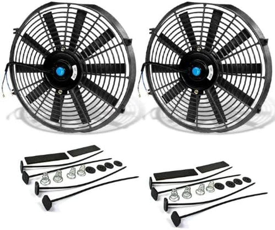RAF-14+FMK-X2 2Pcs 14" Inch Electric Radiator Cooling Fan Kit (Black)
