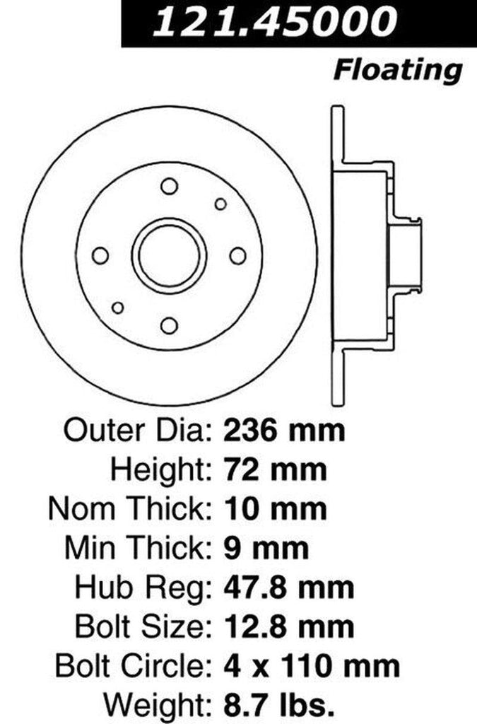 Centric Rear Disc Brake Rotor for 1981-1985 Mazda RX-7 (121.45000)