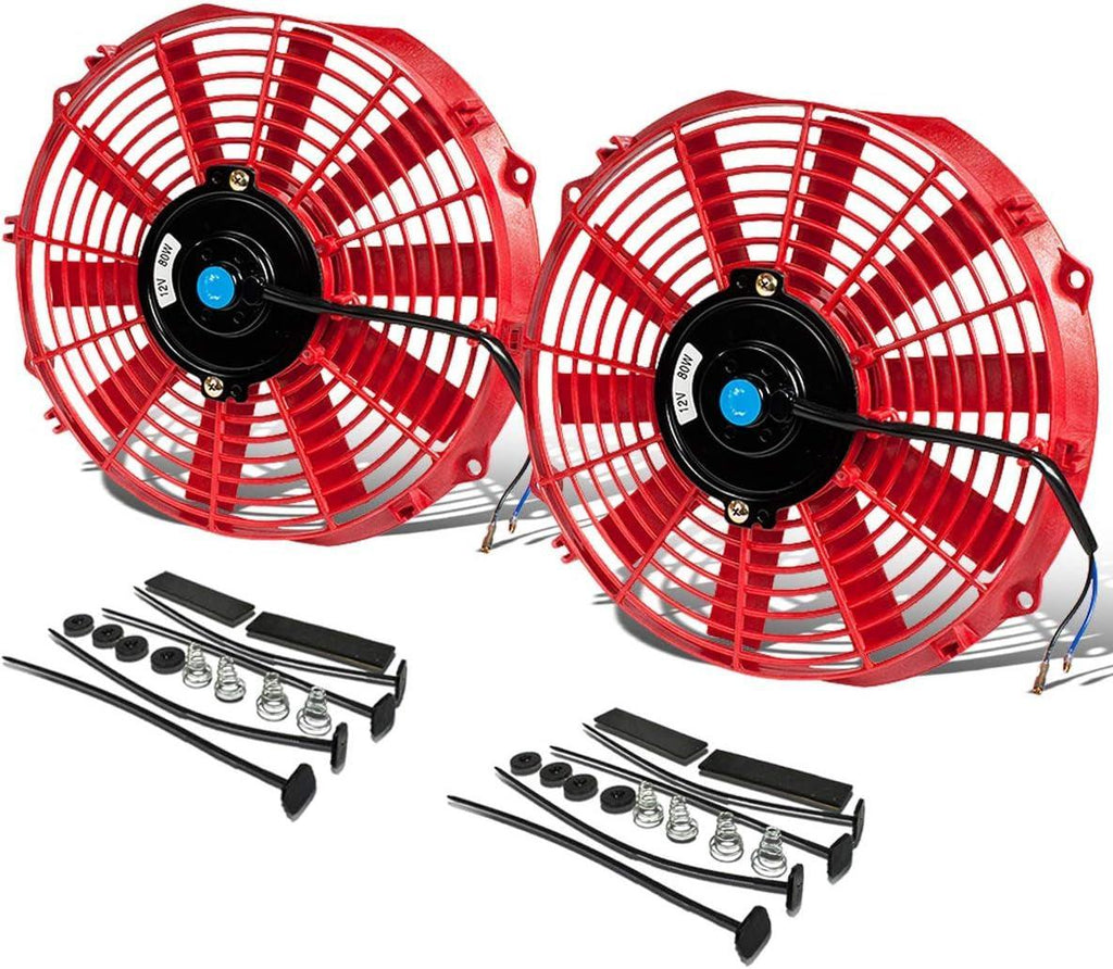 RAF-12-RD+FMK-X2 2Pcs 12" Inch Electric Radiator Cooling Fan Kit (Red)