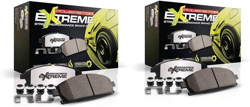 Front Z26-1474A Carbon-Fiber Ceramic Brake Pads Street Performance Z26 W/ Z26-1718 Z26 Extreme Performance Carbon-Ceramic Rear Brake Pad Set