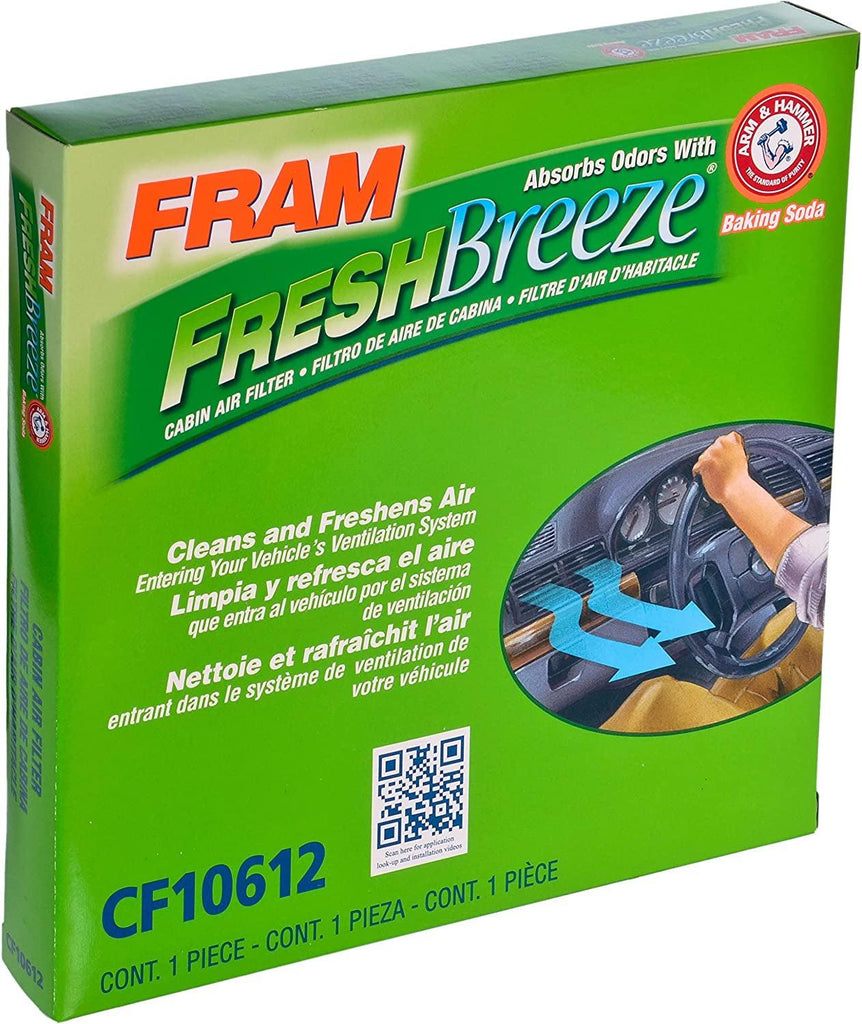 Fresh Breeze Cabin Air Filter Replacement for Car Passenger Compartment W/ Arm and Hammer Baking Soda, Easy Install, CF10612 for Select Smart Vehicles