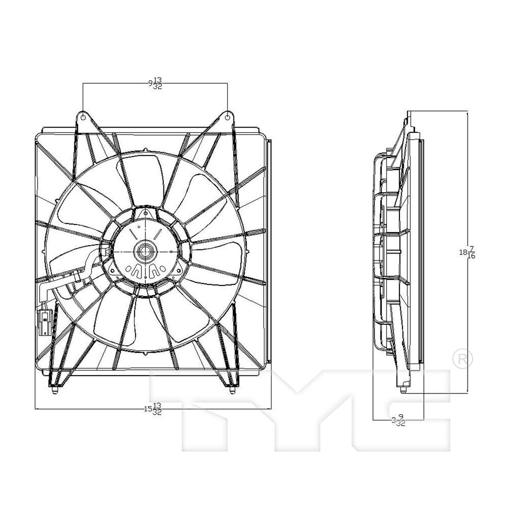 TYC A/C Condenser Fan Assembly for TSX, Accord 611130