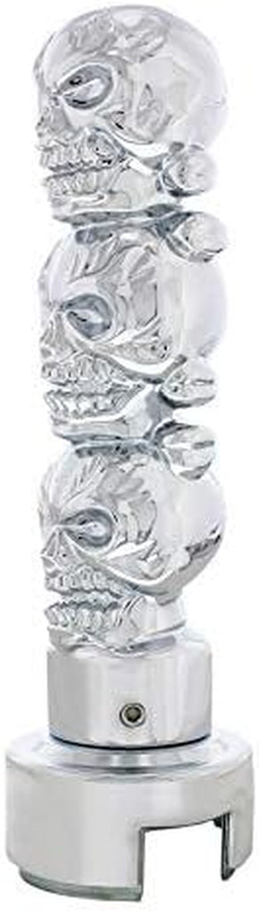 70752 - Manual Transmission Shift Knob - Chrome 3 Skull 13/15/18 Speed Shift Knob with Adapter