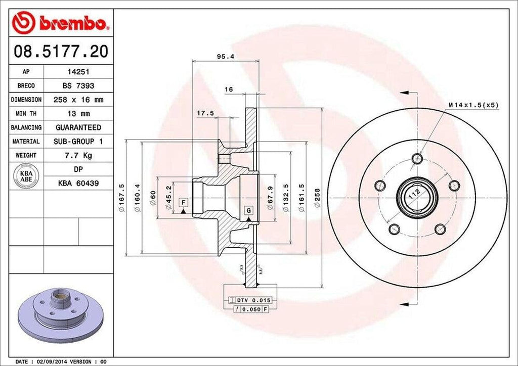 Brembo Front Disc Brake Rotor for 1986-1991 Vanagon (08.5177.20)