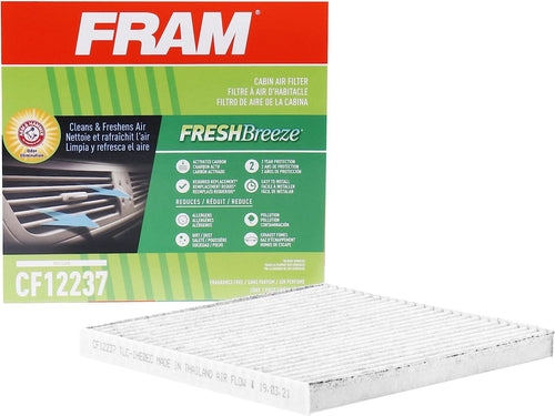 Fresh Breeze Cabin Air Filter Replacement for Car Passenger Compartment W/Arm and Hammer Baking Soda, Easy Install, CF12237 for Select Nissan Vehicles