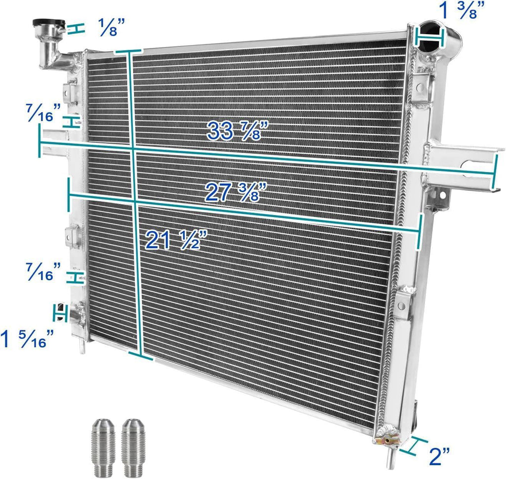 2 Row Aluminum Cooling Radiator Compatible with Jeep Grand Cherokee 4.0L L6 Limited 1999-2004