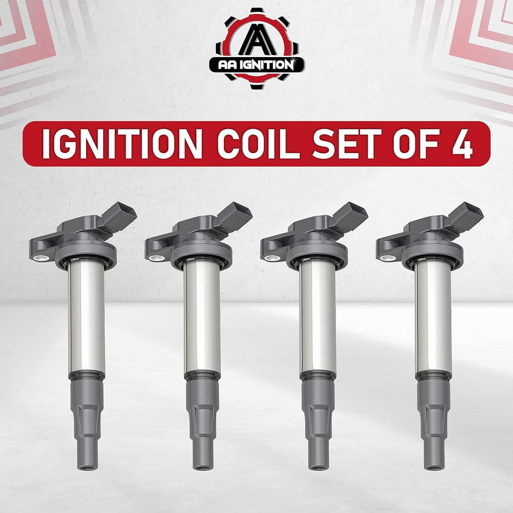 Replacement Ignition Coil Pack Set of 4 - Compatible with Toyota, Lexus, Scion - 1.8L L4 Corolla, Matrix, Prius, V, Plug-In, Vibe, Xd, Ct200H - Replaces 90919-02252, 90919-02258, UF596, UF619, C1714