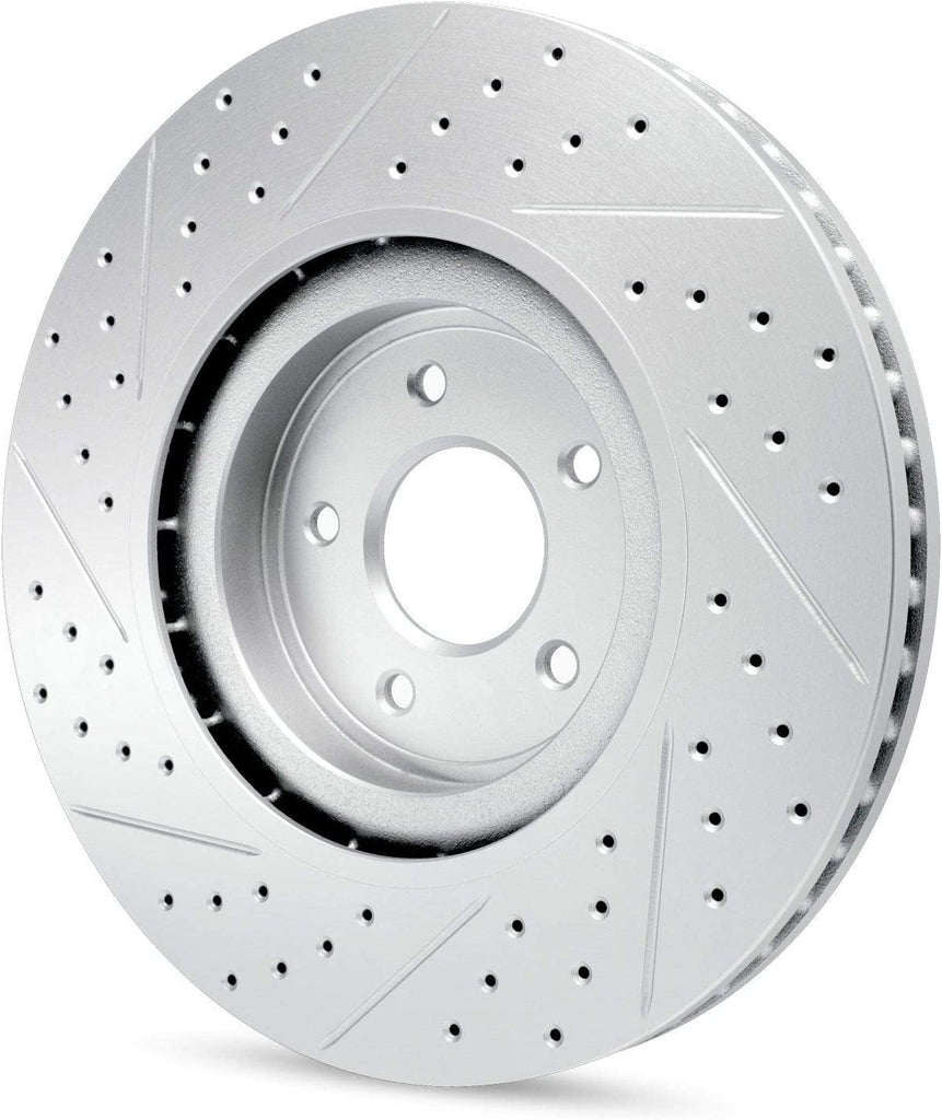 R1 Concepts Front Brake Rotor Kit |Brake Rotors| Brake Disc |Drilled and Slotted|Fits 2008-2019 Pontiac Vibe; Scion Xd; Toyota Corolla, Matrix