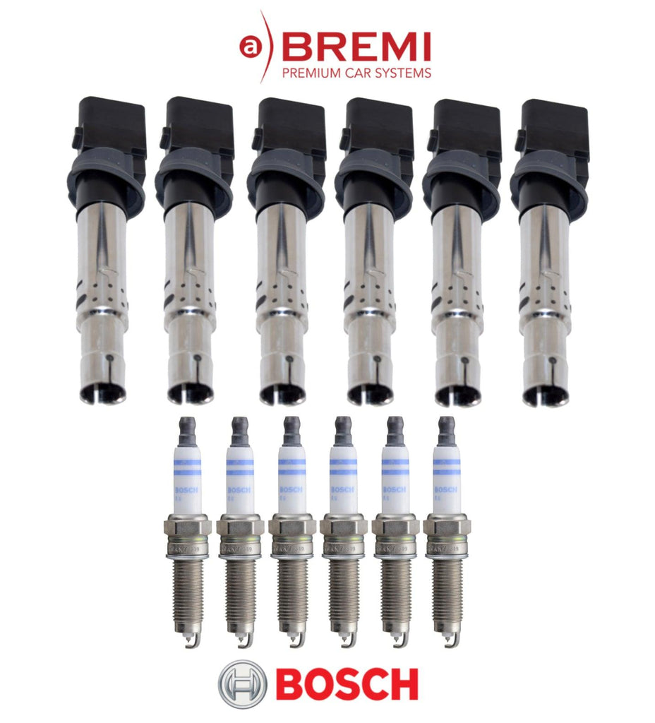 Ignition Coil & Spark Plug (6Sets) OE Bosch Bremi for Porsche Cayenne Base