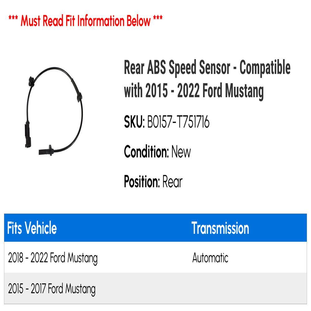 Rear ABS Speed Sensor - Compatible with 2015 - 2022 Ford Mustang 2016 2017 2018 2019 2020 2021