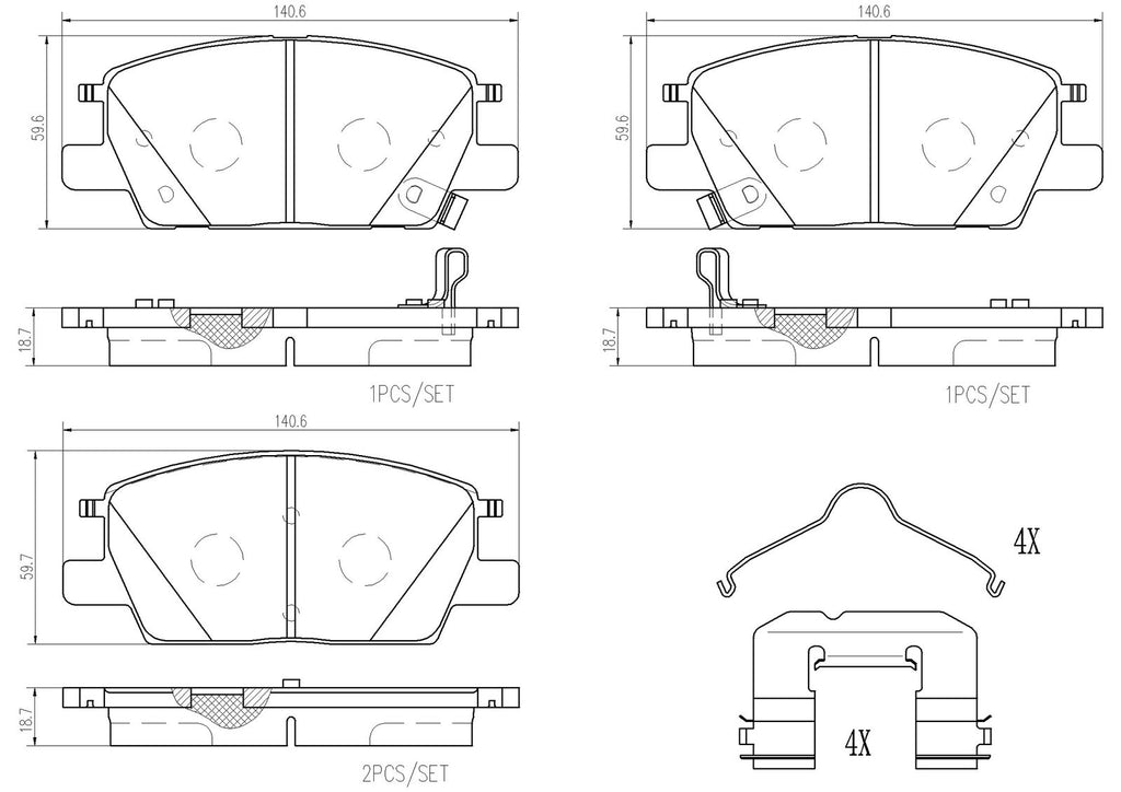 Front Disc Brake Pad Set for Regal Sportback, Equinox, Terrain+More (P07016N)