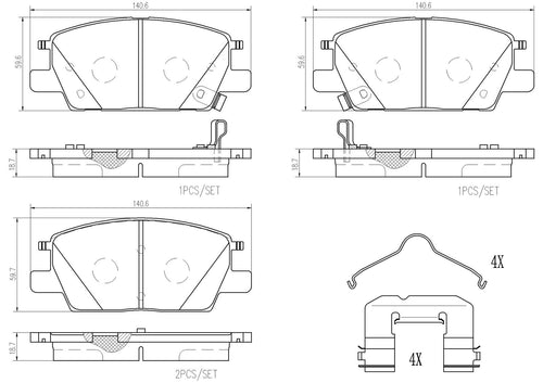 Front Disc Brake Pad Set for Regal Sportback, Equinox, Terrain+More (P07016N)