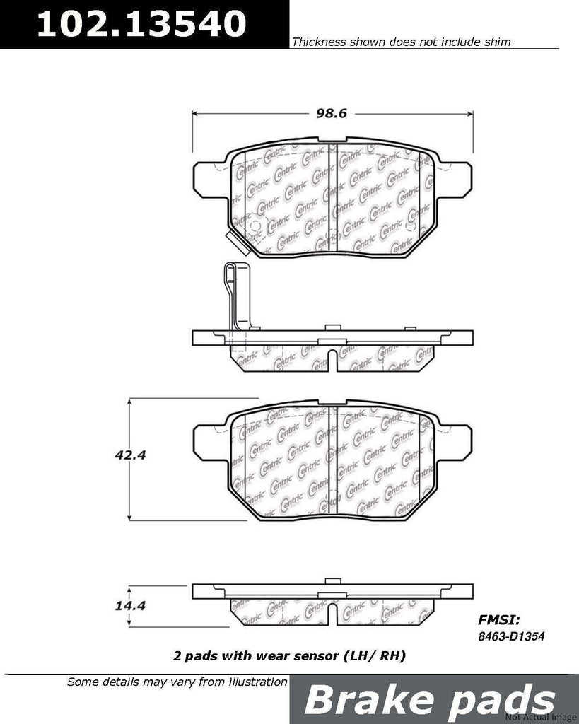 Rear Disc Brake Pad for Prius, Prius Prime, Corolla, Yaris, Tc+More (102.13540)
