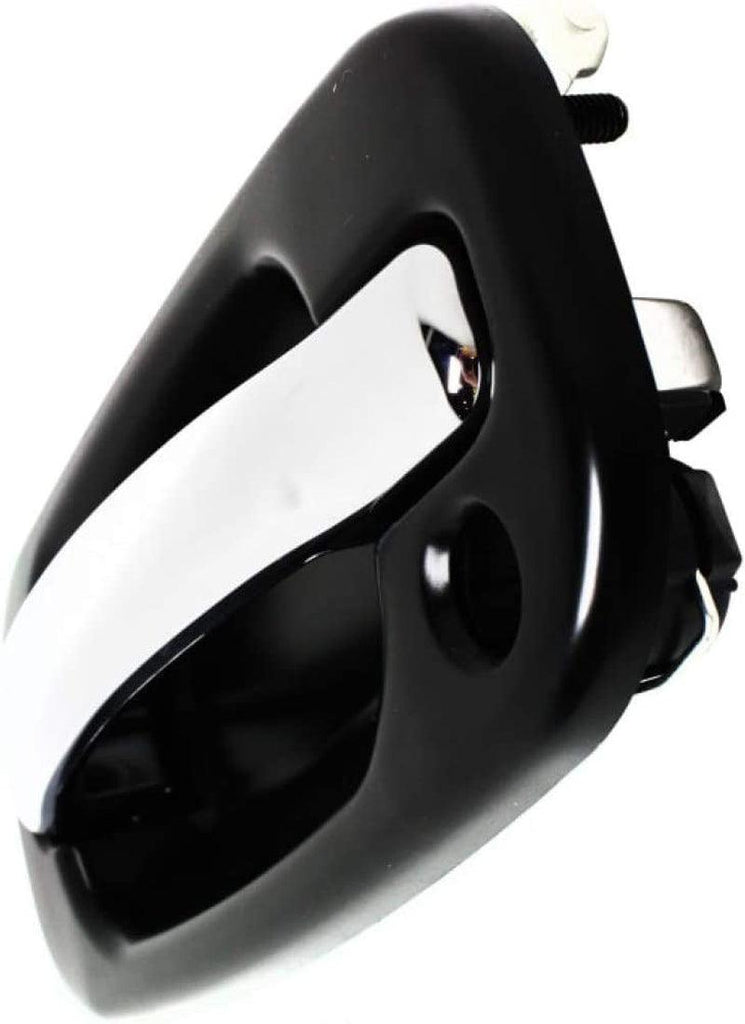 for Chevy Silverado 1500 HD Exterior Door Handle Front Driver Side Smooth Black Bezel with Chrome Lever 2001-2006 | with Key Hole | Trim: LS/LT | GM1310149 | 15745149