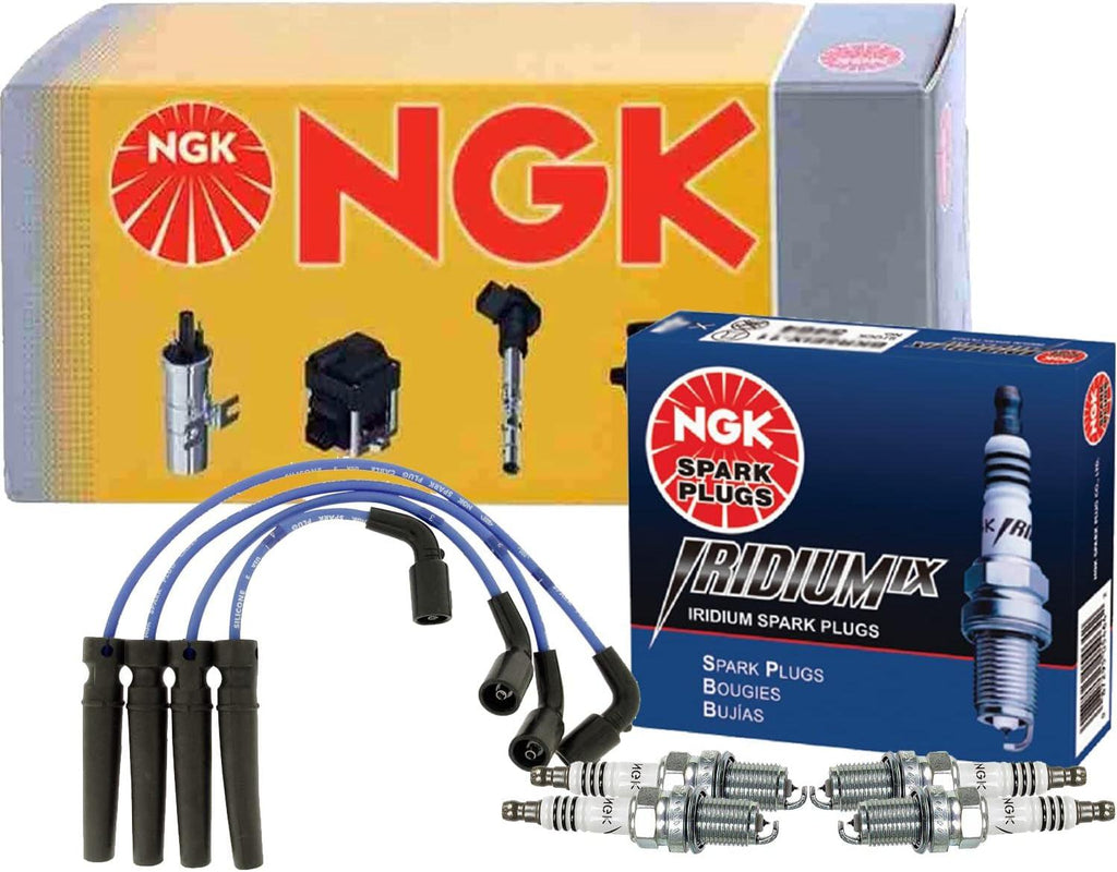 NGK Wire & 4 Iridium IX Platinum Spark Plugs Kit for Chevrolet Daewoo 1.6 L4
