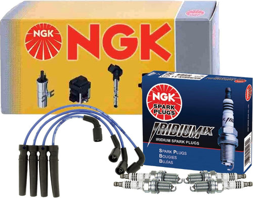 NGK Wire & 4 Iridium IX Platinum Spark Plugs Kit for Chevrolet Daewoo 1.6 L4