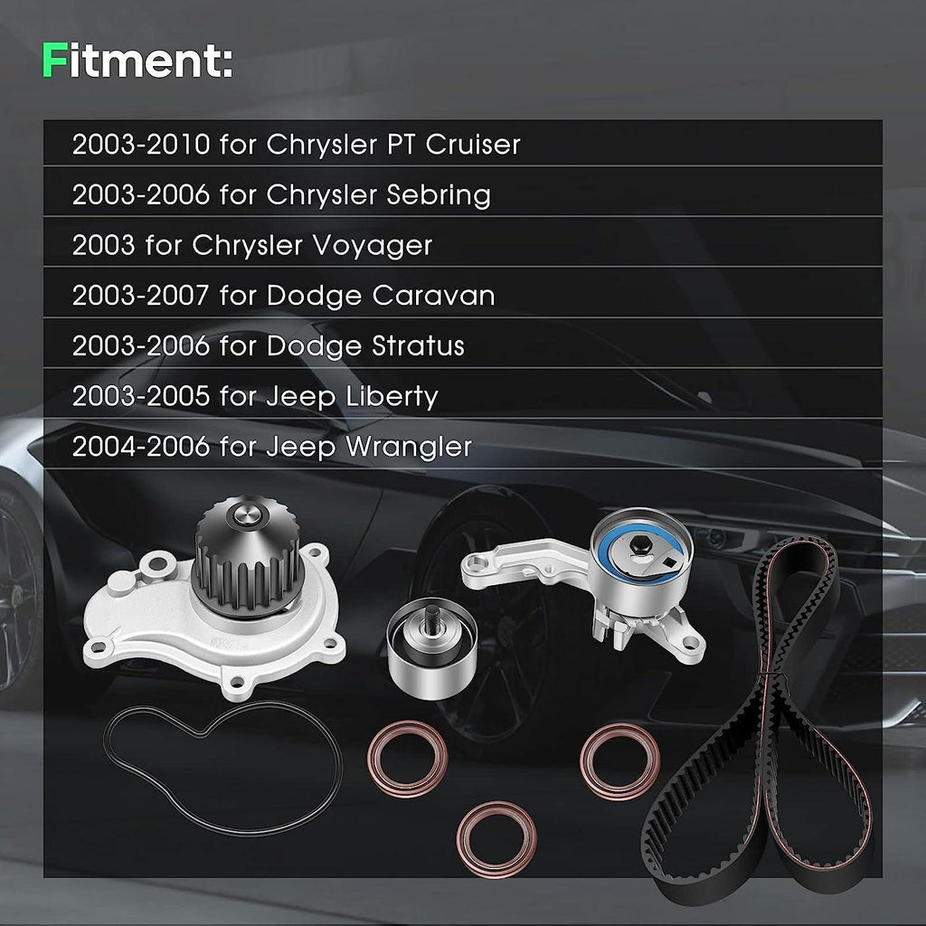 PP265LK2 WP265K4A CK265LK2 TB265LK2 AWK1248 Engine Timing Belt Kit Fits for 03-10 for Chrysler PT Cruiser 03-06 for Chrysler Sebring