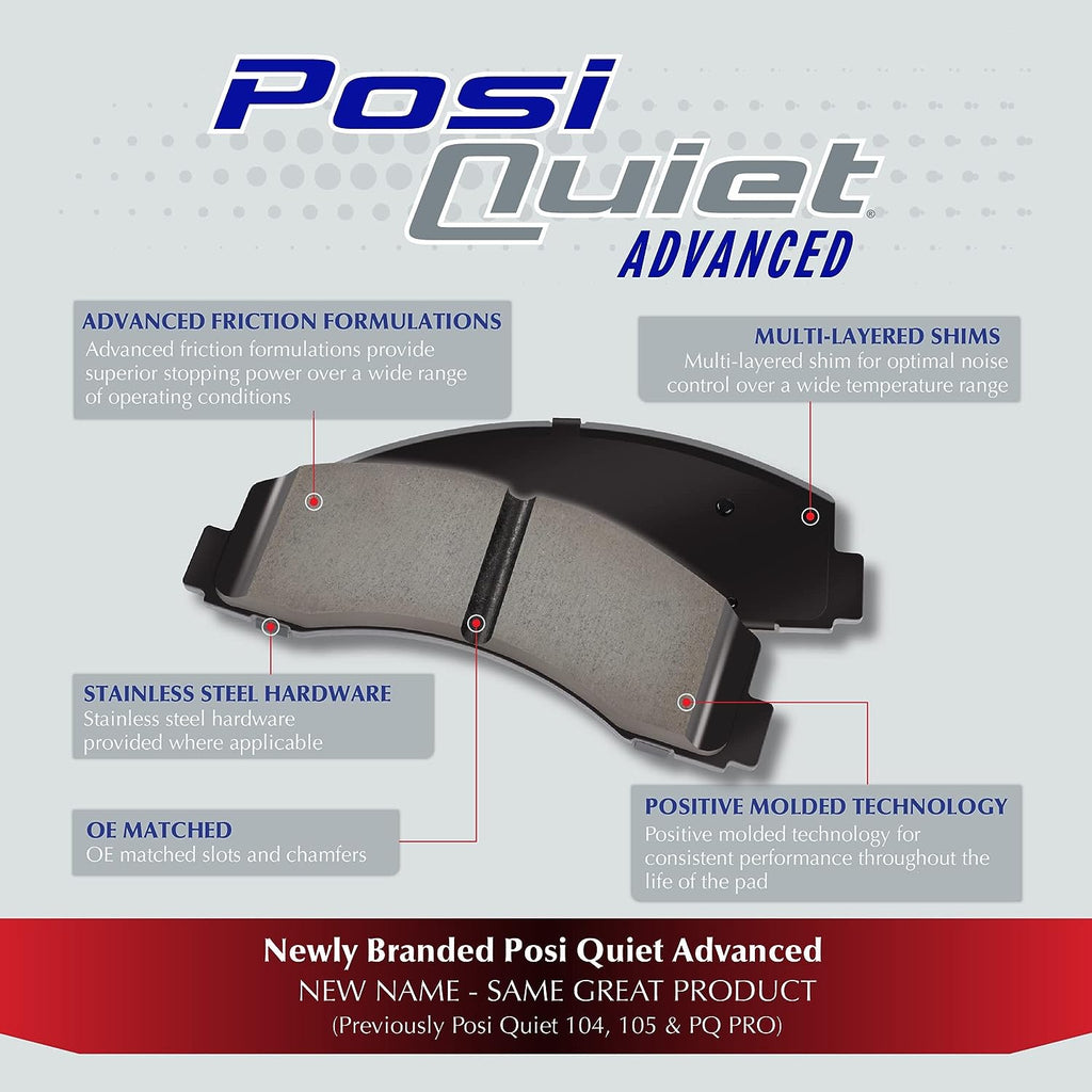 Centric 105.12100 Posi Quiet Premium Ceramic Disc Brake Pad Set for Select Toyota, Lexus, Scion and Pontiac Model Years