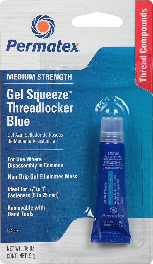 Permatex 24005-6PK Medium Strength Threadlocker Blue Gel, 5 G Gel Squeeze Tube (Pack of 6)