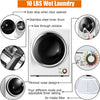 COSTWAY Compact Laundry Dryer, 110V Electric Portable Clothes Dryer with Stainless Steel Tub, Control Panel Downside Easy Control for 4 Automatic Drying Mode, White