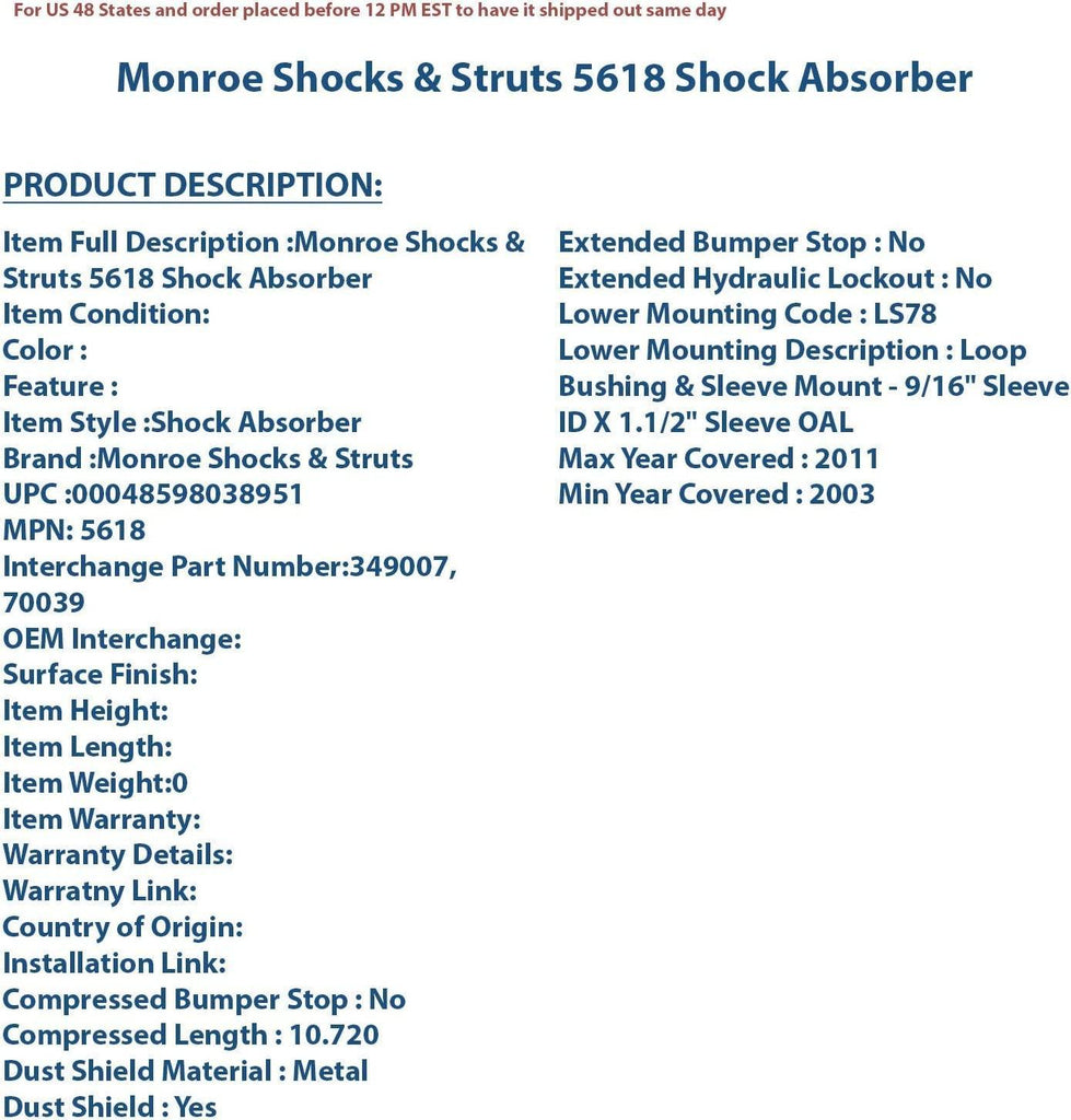Oespectrum 5618 Shock Absorber