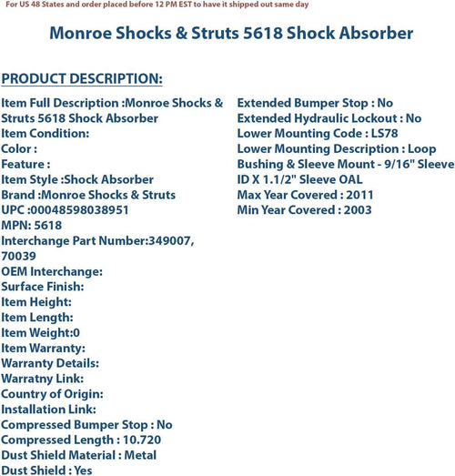 Oespectrum 5618 Shock Absorber