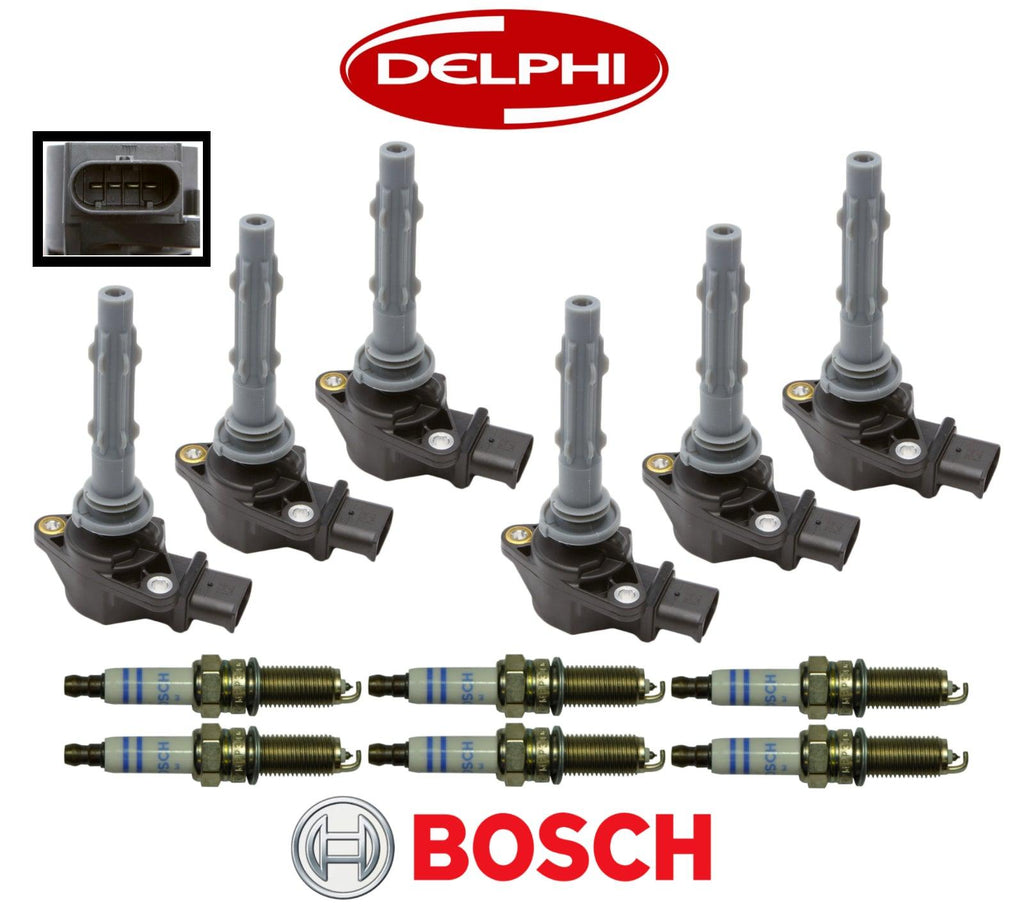 OEM Ignition Coil + Spark Plug Double Platinum Plug (6Sets) for Mercedes V6 Gas