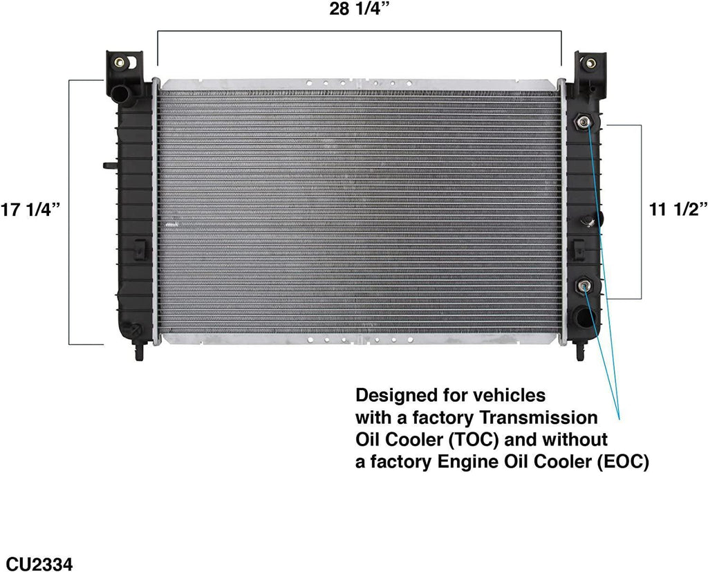CU2334 Complete Radiator with TOC, without EOC - 28-1/4" Core