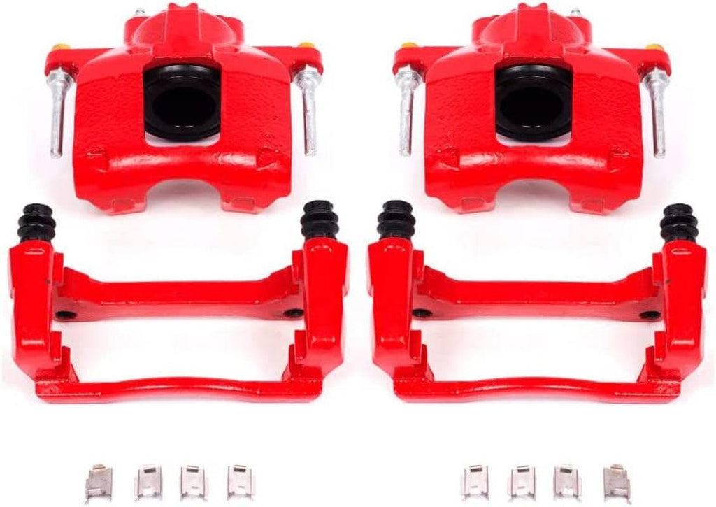 Front S5044 Pair of High-Temp Red Powder Coated Calipers
