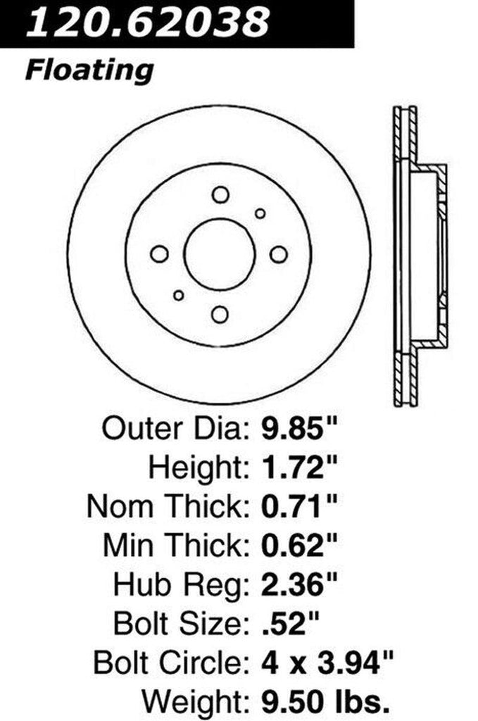 Centric Front Disc Brake Rotor for Saturn (120.62038)