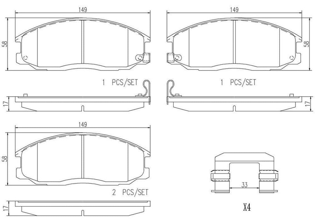 Brembo Front Disc Brake Pad Set for Santa Fe, XG350, Sedona, XG300 (P30013N)
