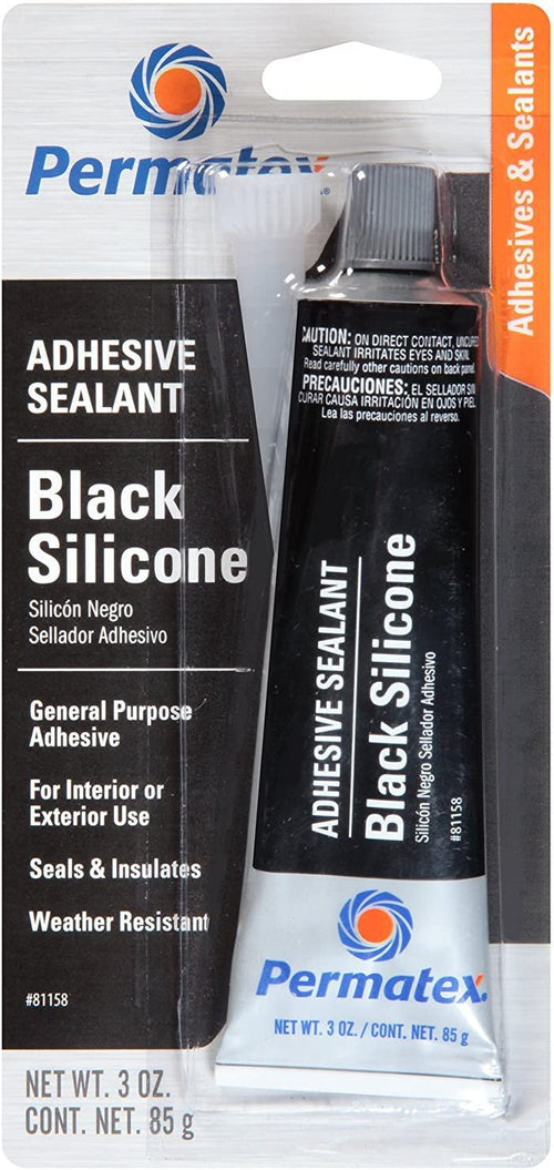 Permatex Black Silicone Adhesive Sealant (3 Oz.) - 2 Pack (81158-2)