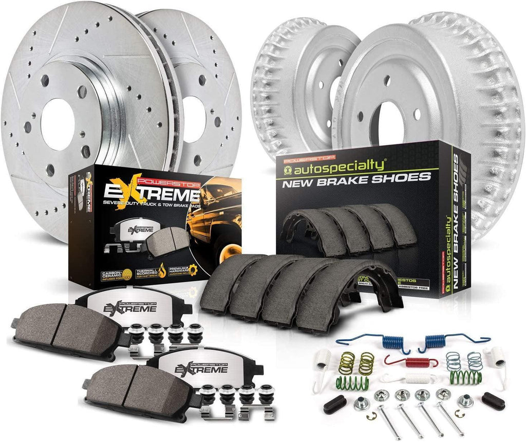 K15093DK-36 Front and Rear Z36 Truck & Tow Brake Kit, Carbon Fiber Ceramic Brake Pads and Drilled/Slotted Brake Drums