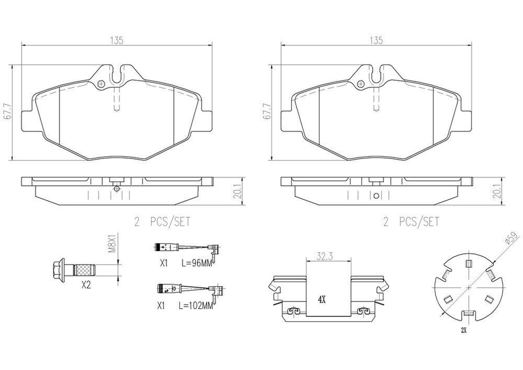 Brembo Front Disc Brake Pad Set for E320, E350 (P50049N)