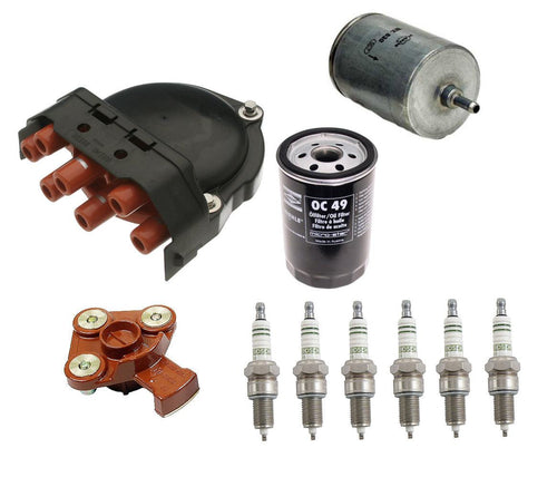 FOR BMW E30E32E34 Ignition Kit Spark Plugs Distributor Cap Rotor Oil Fuel Filter