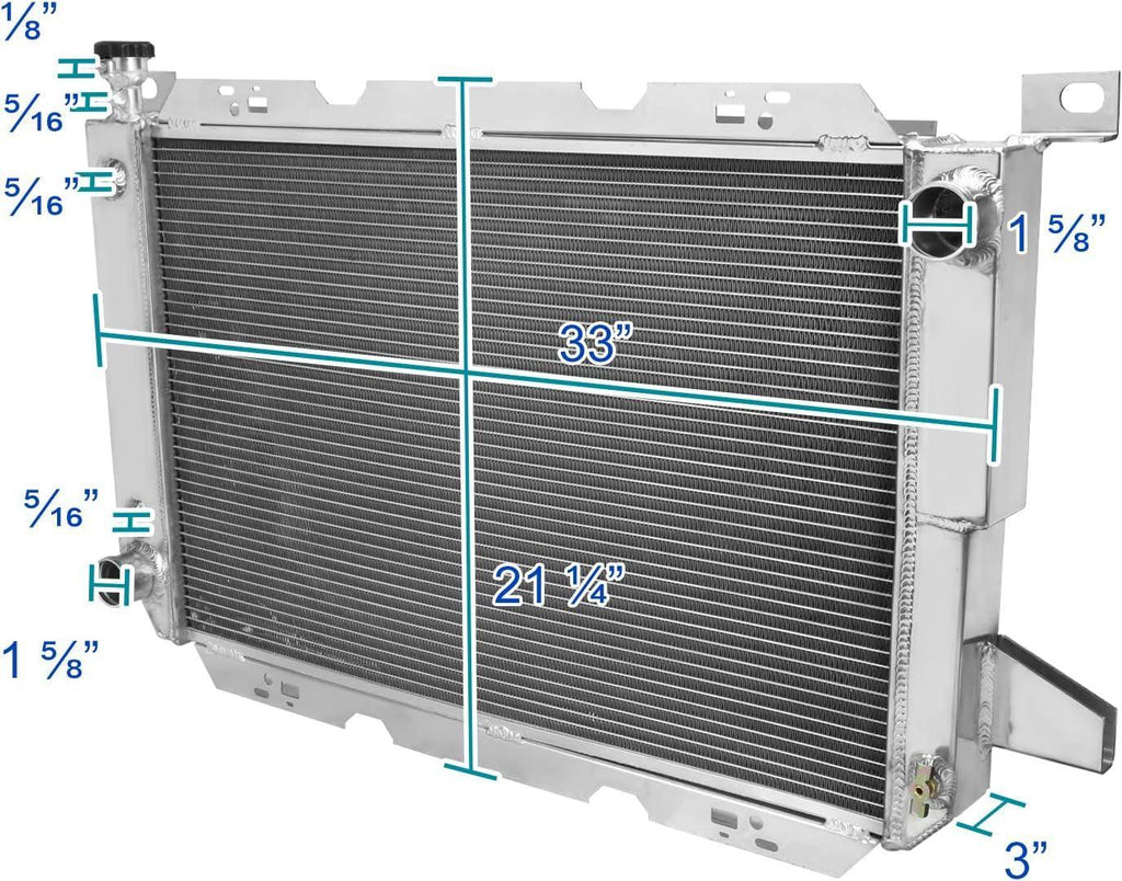 3 Row Racing Radiator Compatible with Ford F150 F-250 Bronco 1985-1996