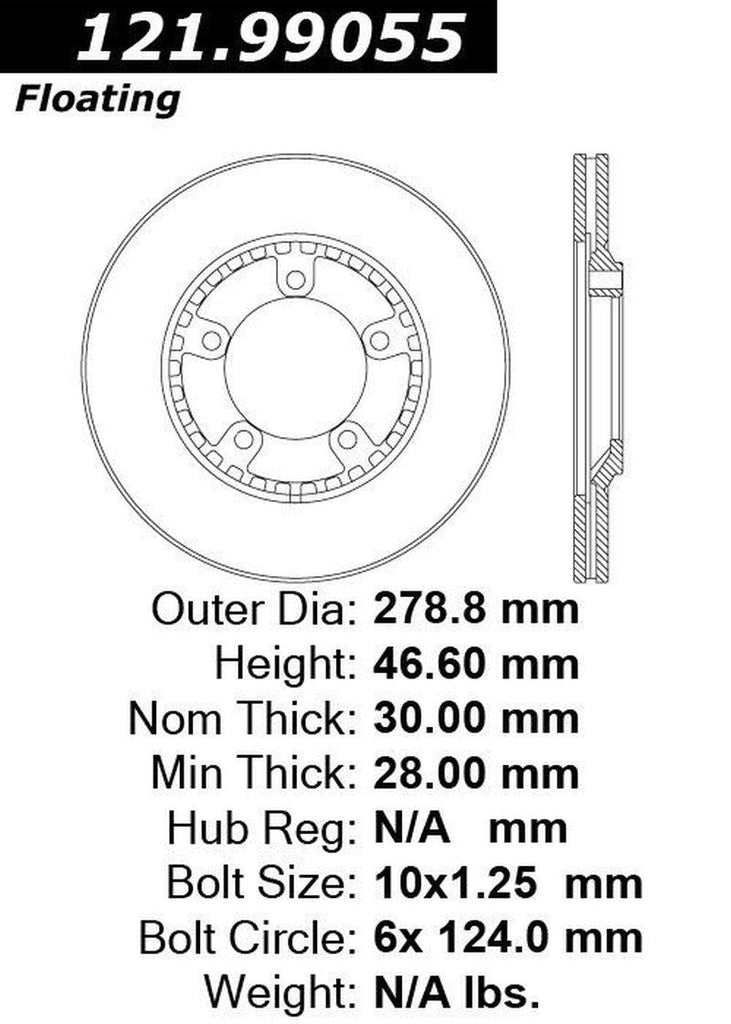 Centric Front Disc Brake Rotor for NV350 Urvan, Urvan (121.99055)