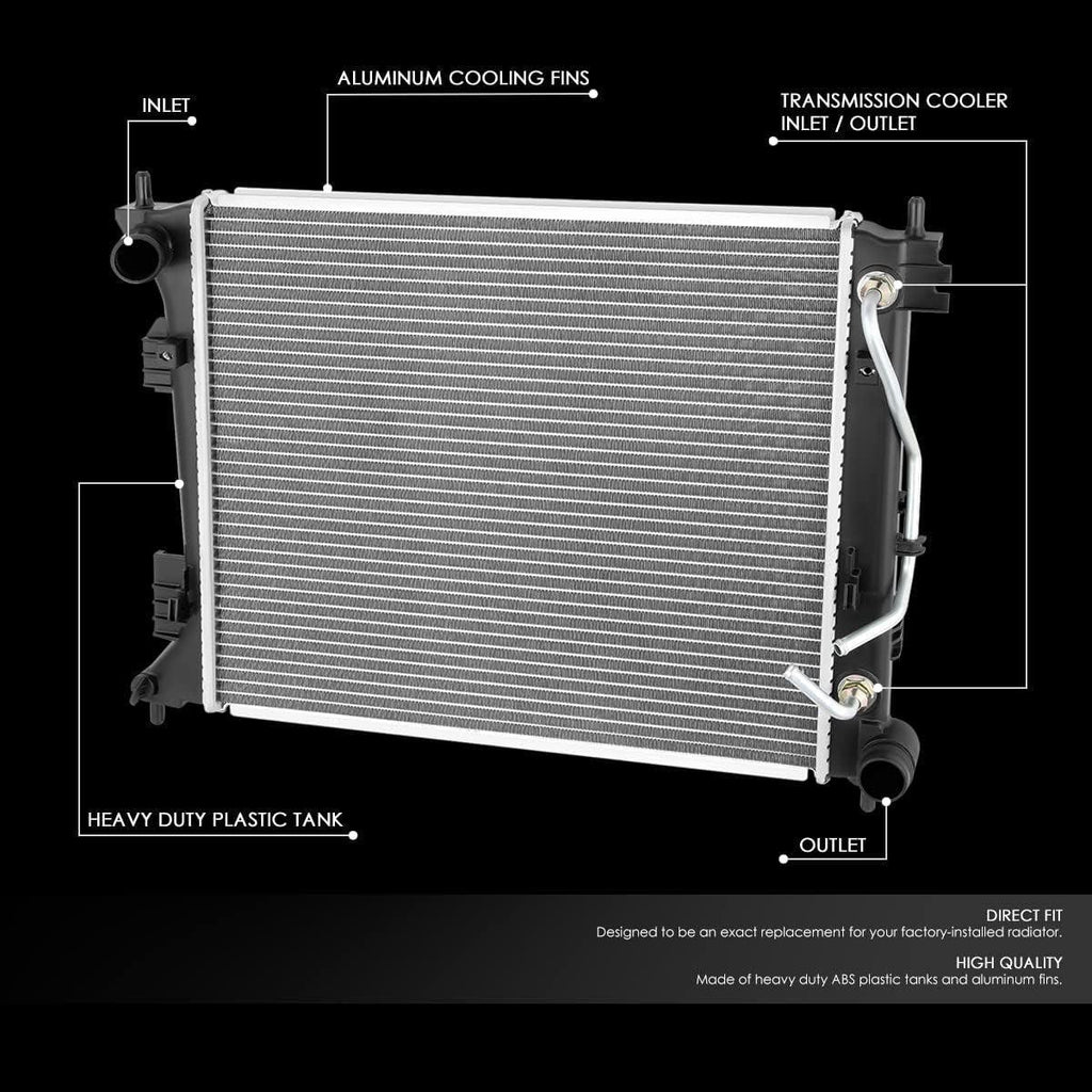 OEM-RA-13415 1-Row Aluminum Core Radiator Compatible with 2013-2017 Veloster 1.6L,18-5/16" W X 15-1/4" H X 1" D,1-3/8" Inlet / 1-7/8" Outlet
