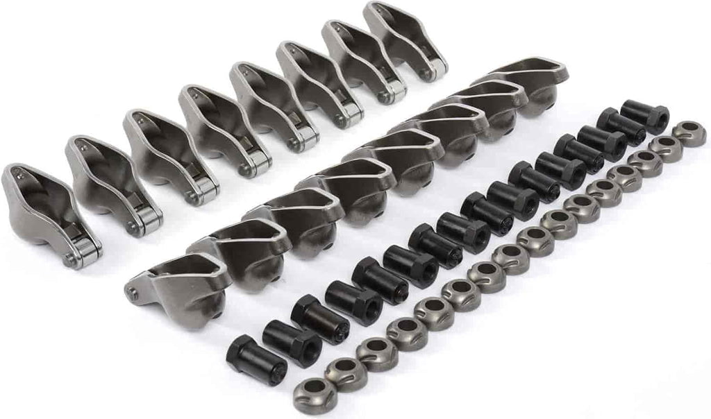 Cast Steel Roller Tip Rocker Arms | Fits 1955-1986 Small Block Chevy Engines | 1.5 Ratio | for 3/8 Inch Rocker Arm Studs | for Camshafts up to .550 Inch Lift | Set of 16