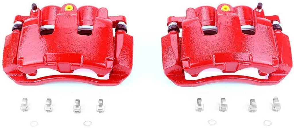 Front S5054 Pair of High-Temp Red Powder Coated Calipers