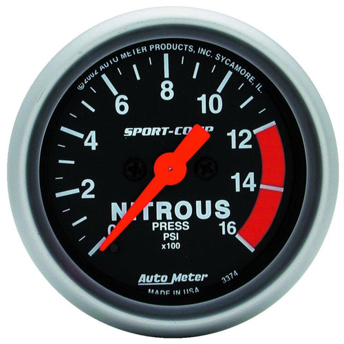 2-1/16 in. NITROUS PRESSURE 0-1600 PSI SPORT-COMP - greatparts