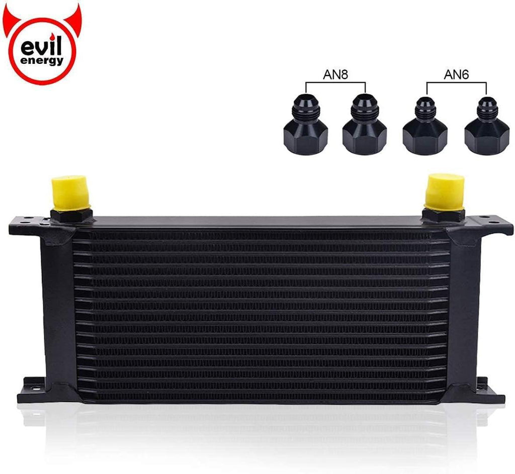 16 Row AN10-10AN Stacked Plate Oil Cooler Bundle with 6AN 3/8" 10FT CPE Fuel Line Hose Fitting Kit Braided Nylon Stainless Steel