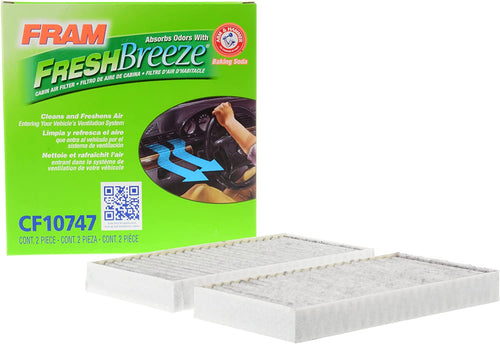 Fresh Breeze Cabin Air Filter with Arm & Hammer Baking Soda, CF10747 for Select Dodge and Jeep Vehicles , White