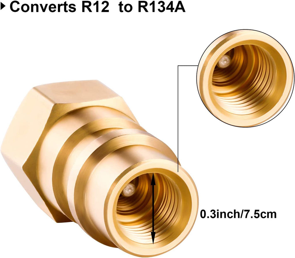 Mudder 4 Pieces VA-LH11 A/C Pro R-12 to R-134A Retrofit Parts Kit Retrofit Conversion Adapter Compatible with 1/4 SAE Thread Low High Side Retrofit Conversion