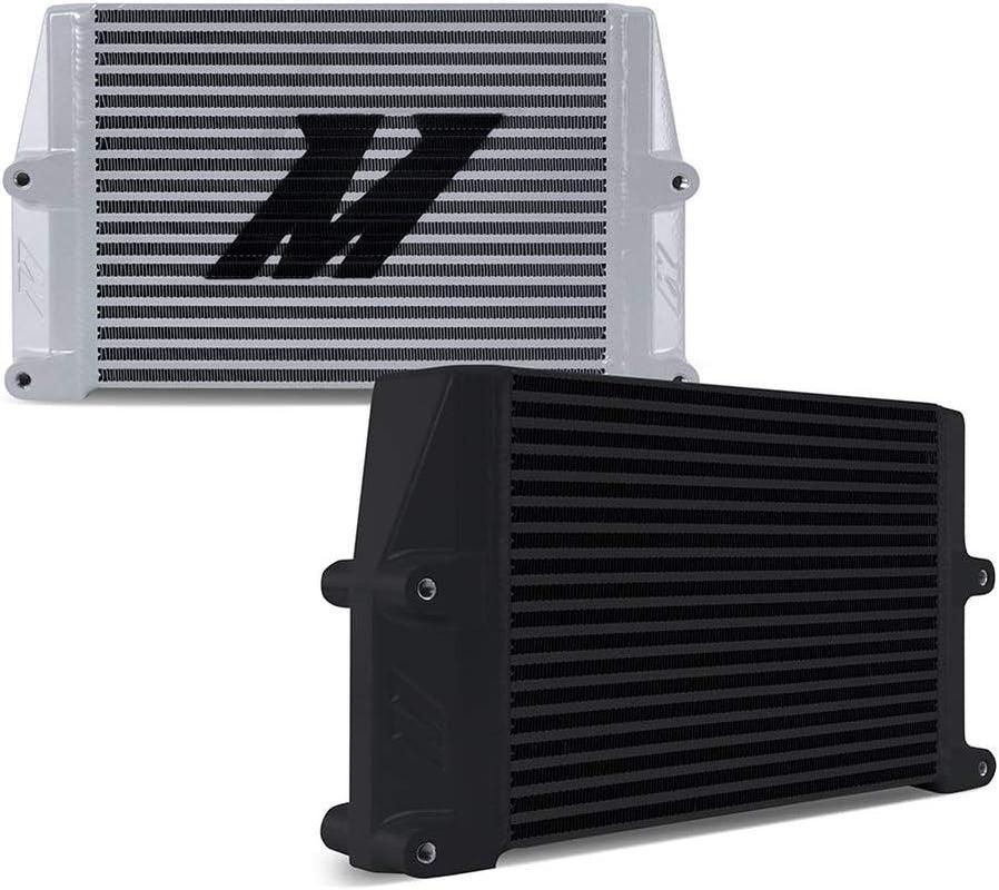 MMOC-SSO-10SL Universal Heavy-Duty Bar-And-Plate Oil Cooler, 10" Core, Same-Side Outlets, Silver