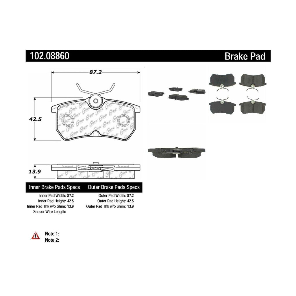 Centric Rear Disc Brake Pad for Fiesta, Focus (102.08860)