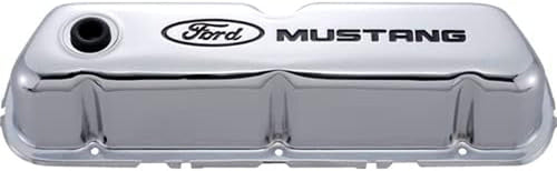 Compatible With/Replacement for  - 302-100 - Chrome Steel Valve Cover Set W/Compatible With/Replacement for 6770 Mustang Logo