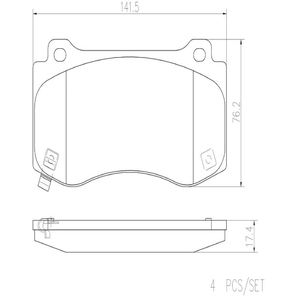 Front Disc Brake Pad Set for Challenger, Charger, 300+More (P11023N)